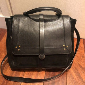 JEROME DREYFUSS Edouard Lambskin & Suede Black Bag